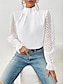 voordelige Elegante topjes-Overhemd Blouse Geklede topjes Dames Wit Blozend Roze Marineblauw Effen Netstof Straat Dagelijks Modieus Hoge nek Normale pasvorm S