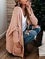 abordables Cardigans et vêtements d&#039;extérieur-Femme Gilet Cardigan mode Couleur unie Grosse maille Ouvrir le devant Poche manche longue Hauts longs Tricoter Travail Noir Rose Claire Printemps Automne