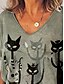 abordables Camiseta de Animales-Camiseta de mujer con estampado casual, manga corta, cuello en V, para uso diario, roja, azul, verde, para verano