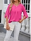 preiswerte Damen Einfache Oberteile-Hemd Bluse Damen Weiß Rosa Wein Glatt Sexy Strasse Täglich Modisch Rundhalsausschnitt Regular Fit S