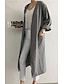 billiga Blusar &amp;amp; skjortor-Dam Eleganta dammvippor Eleganta jackor Trenchcoat Kontor Arbete Vår Höst Lång Täcka Lös passning Modern Stil Jacka Långärmad Ensfärgat Slät Ficka Förstoringar Ljusblå Khaki grön Grå