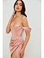 ieftine Rochii de Banchet-Rochie Elegantă Tip Sheath Cocktail Rochie pentru Sărbători Rochie de Întoarcere Acasă Lungime La Genunchi Fără Mâneci Cu Umărul Gol Satin cu Plisaje Fanta rochie pentru a impresiona Rochie de Mască