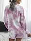billiga Pajamasättare-dam loungewear pyjamasset 2 delar tie dye casual comfort hem crew neck rosa blå hemoutfits