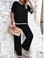 abordables Ropa para estar en casa para mujeres-Conjuntos de mujer, camiseta de manga corta con cuello redondo, camiseta y pantalón, de viscosa, transpirables, informales, cómodos, para uso diario, para verano y primavera, para el hogar