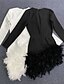 billige Kjoler til gammel elev-festen-Sheath Homecoming Kjoler Elegant Kjole Ferie Homecoming Kort  Mini Lange Ærmer V-Hals Polyester med Fjer Kjole til at imponere
