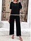 abordables Ropa para estar en casa para mujeres-Conjuntos de mujer, camiseta de manga corta con cuello redondo, camiseta y pantalón, de viscosa, transpirables, informales, cómodos, para uso diario, para verano y primavera, para el hogar