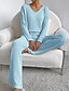 cheap Pajama-setter-Women&#039;s Loungewear Pajama Set Simple Home V Neck Long Sleeve Pullover Pant Spring Fall Black Blue Home Outfits