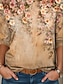 billige Blomster te-Dame T-Shirt Casual Print Regelmæssige Toppe Daglige Gul Pink Blå Forår Efterår