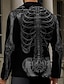 billige herrefrakker med tryk-Skræk Herre Blazer jakke Skeleton jakke Hold Varm Åndbart Fest &amp; Aften Knap 3D-udskrivning Multi lomme Regulær Efterår vinter Aftæpning Langærmet Sort Orange Grå S M L Polyester