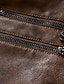 cheap Faux Leather Jackets-Men&#039;s Faux Leather Jacket Biker Jacket Red Leather Jacket Daily Vacation Windproof Warm Splice Fall &amp; Winter Plain Fashion Classic Hooded Regular Faux Leather Black Wine Khaki Dark Gray Coffee Jacket
