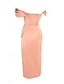 ieftine Rochii de Banchet-Rochie Elegantă Tip Sheath Cocktail Rochie pentru Sărbători Rochie de Întoarcere Acasă Lungime La Genunchi Fără Mâneci Cu Umărul Gol Satin cu Plisaje Fanta rochie pentru a impresiona Rochie de Mască