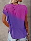 voordelige Bloementhee-dames t-shirt casual print korte mouw normaal tops dagelijks paars groen grijs zomer