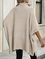preiswerte Einfarbige Farben-Damen Pullover Brautkleider schlicht Feste Farbe Troyer Halber Reißverschluss Zip Halbe Ärmel Lange Oberteile Stricken Täglich Schwarz Beige Herbst Winter