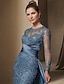 abordables Largo del piso-Corte Trompeta Sirena Cola de Corte Vestido Invitada Boda Vestido formal Vestido de noche Vestido de Madrina Manga Larga Joya Elegante Invitado a la boda Noche formal Satén elástico con Encaje