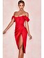 ieftine Rochii de Banchet-Rochie Elegantă Tip Sheath Cocktail Rochie pentru Sărbători Rochie de Întoarcere Acasă Lungime La Genunchi Fără Mâneci Cu Umărul Gol Satin cu Plisaje Fanta rochie pentru a impresiona Rochie de Mască