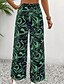 baratos perna larga e cintura alta-Mulheres Perna larga Calças Moda Longas Gráfico Perna larga Estampado Respirabilidade Confortável Micro-Elástica Casual / Diário Preto Branco Rosa claro Verde Primavera Verão Normal