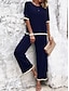 abordables Ropa para estar en casa para mujeres-Conjuntos de mujer, camiseta de manga corta con cuello redondo, camiseta y pantalón, de viscosa, transpirables, informales, cómodos, para uso diario, para verano y primavera, para el hogar
