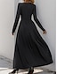 preiswerte schwarzes Maxikleid-Damen Maxikleid schwarzes kleid Cocktailkleid Abendkleid Einfarbiges Kleid Lässig Straße Date Lässiger Schnitt Einfach Langarm V Ausschnitt Schwarz Rote Blau Grün Frühling Herbst