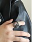 cheap Halloween Accessories-Men&#039;s Skull Rings with Red Gemstone Eyes and Intricate Carvings - Gothic Punk Jewelry for Halloween and Biker Style