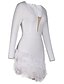 billige Kjoler til gammel elev-festen-Sheath Homecoming Kjoler Elegant Kjole Ferie Homecoming Kort  Mini Lange Ærmer V-Hals Polyester med Fjer Kjole til at imponere
