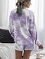 billiga Pajamasättare-dam loungewear pyjamasset 2 delar tie dye casual comfort hem crew neck rosa blå hemoutfits
