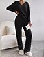 cheap Pajama-setter-Women&#039;s Loungewear Pajama Set Simple Home V Neck Long Sleeve Pullover Pant Spring Fall Black Blue Home Outfits