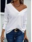 billige Lace Toppe-damebluse elegant stilfuld moderne udhulet langærmet almindelige toppe v-hals arbejde dagligt sort hvid pink brun forår efterår vinter