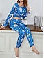 billige Nattøy for damer-kvinners pyjamassett blomsterdyr mote komfort hjem daglig seng pustende rundhals langermet t-skjorte tee bukse vår høst hjem antrekk
