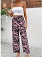 baratos perna larga e cintura alta-Mulheres Perna larga Calças Moda Longas Gráfico Perna larga Estampado Respirabilidade Confortável Micro-Elástica Casual / Diário Preto Branco Rosa claro Verde Primavera Verão Normal