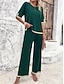 abordables Ropa para estar en casa para mujeres-Conjuntos de mujer, camiseta de manga corta con cuello redondo, camiseta y pantalón, de viscosa, transpirables, informales, cómodos, para uso diario, para verano y primavera, para el hogar