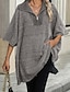 preiswerte Einfarbige Farben-Damen Pullover Brautkleider schlicht Feste Farbe Troyer Halber Reißverschluss Zip Halbe Ärmel Lange Oberteile Stricken Täglich Schwarz Beige Herbst Winter