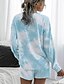 billiga Pajamasättare-dam loungewear pyjamasset 2 delar tie dye casual comfort hem crew neck rosa blå hemoutfits