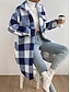 economico Giacche Sherpa-Per donna Giacca in sherpa Cappotto teddy Tenere al caldo Tasche Di tendenza Informale A quadri Da tutti i giorni Monopetto Collo ripiegabile Morbido Manica lunga Capispalla Nero Rosa Blu Autunno