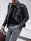 preiswerte Kunstlederjacke-Herren Lederjacke Kunstlederjacke Motorrad Jacke Vintage Lederjacke Motorradjacke Täglich Urlaub Windundurchlässig warm halten Tasche Herbst Winter Glatt Modisch Klassisch Ständer Standard Schwarz