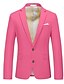 cheap Men&#039;s Classic Blazers-Men&#039;s Graduation Cocktail Attire Blazer Ceremony Wedding Party Business Attire Fashion Casual Spring &amp;  Fall Polyester TR Plain Pocket Casual / Daily Single Breasted Blazer Light Pink Yellow Pink