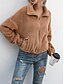 levne Sherpa bundy-Dámské Fleecová bunda Teddy Coat Zahřívací Prodyšné Zip Kapsy Podšité fleecem Na běžné nošení Barevné bloky Dovolená ulice Denní nošení Jdeme ven Zip Přehnutý Běžný Dlouhý rukáv Svrchní oděvy Bíl