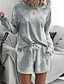 billiga Pajamasättare-dam loungewear pyjamasset 2 delar tie dye casual comfort hem crew neck rosa blå hemoutfits