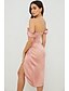 ieftine Rochii de Banchet-Rochie Elegantă Tip Sheath Cocktail Rochie pentru Sărbători Rochie de Întoarcere Acasă Lungime La Genunchi Fără Mâneci Cu Umărul Gol Satin cu Plisaje Fanta rochie pentru a impresiona Rochie de Mască