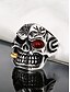 cheap Halloween Accessories-Men&#039;s Skull Rings with Red Gemstone Eyes and Intricate Carvings - Gothic Punk Jewelry for Halloween and Biker Style