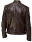 cheap Men&#039;s Jackets &amp; Coats-Men&#039;s Faux Leather Jacket Biker Jacket Red Leather Jacket Daily Vacation Windproof Warm Pocket Fall &amp; Winter Plain Fashion Classic Stand Collar Regular Faux Leather Silver Black White Wine Dark Green