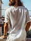 abordables chemises en lin pour hommes-Homme Chemise Chemise Lin Chemisette Chemise d&#039;été Chemise de plage Couleur unie Vacances Curise Noir Blanche Manche Courte Col Rond Eté Printemps Vêtement Tenue