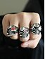 cheap Halloween Accessories-Men&#039;s Skull Rings with Red Gemstone Eyes and Intricate Carvings - Gothic Punk Jewelry for Halloween and Biker Style