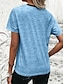 ieftine Tricou cu dungi și geometric-Pentru femei Tricou Bloc Culoare Casual Manșon scurt Rotund Topuri obișnuite Zilnic Imprimeu Albastru celest Kaki Gri Vară