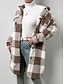economico Giacche Sherpa-Per donna Giacca in sherpa Cappotto teddy Tenere al caldo Tasche Di tendenza Informale A quadri Da tutti i giorni Monopetto Collo ripiegabile Morbido Manica lunga Capispalla Nero Rosa Blu Autunno