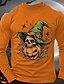 abordables Camisetas gráficas de hombre-Calabaza Calaveras Víspera de Todos los Santos Gris jaspeado oscuro Negro Vino Camiseta Hombre Gráfico 100% Algodón Camisa Deportes Clásico Camisa Manga Larga Camiseta cómoda Verano Otoño Ropa de