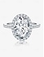 billige Ringe til kvinder-kvinders sølv moissanite halo forlovelsesring – ovalskåret funklende festbånd til kvinder