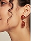 abordables Pendiente de mujer-Pendientes colgantes de resina y aleación para mujer con cuentas rojas y detalles dorados, joyas elegantes para ocasiones especiales y uso diario.