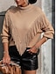 cheap Pullovers &amp; Tops-Women&#039;s Sweater Pullover Sweater Jumper Casual Sweater Casual Soft Solid Color Ribbed V Neck Tassel Knitted Long Sleeve Regular Tops Knit Outdoor Daily Weekend Blue Khaki Fall Winter