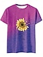 voordelige Bloementhee-dames t-shirt casual print korte mouw normaal tops dagelijks paars groen grijs zomer