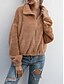 levne Sherpa bundy-Dámské Fleecová bunda Teddy Coat Zahřívací Prodyšné Zip Kapsy Podšité fleecem Na běžné nošení Barevné bloky Dovolená ulice Denní nošení Jdeme ven Zip Přehnutý Běžný Dlouhý rukáv Svrchní oděvy Bíl